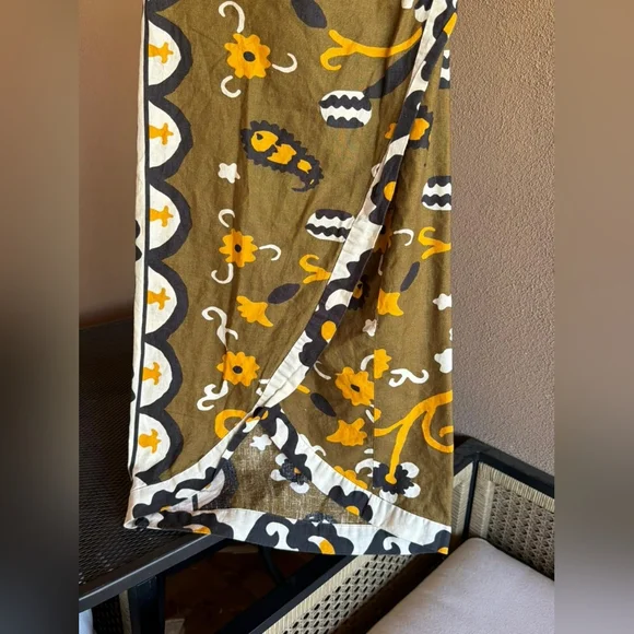 Zara Linen Blend Tribal Print Wrap Sarong Skirt Size Small - Picture 8 of 11